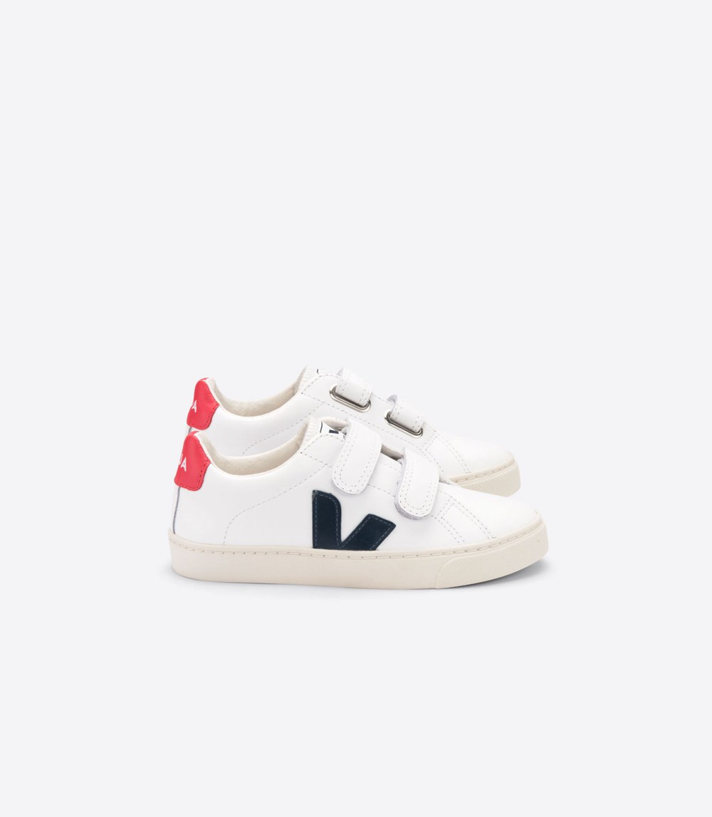 Veja Sneakers Kids - Esplar Velcro Leather - White - 0498PSANW